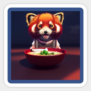 Kawaii Red Panda Eating Ramen Sticker